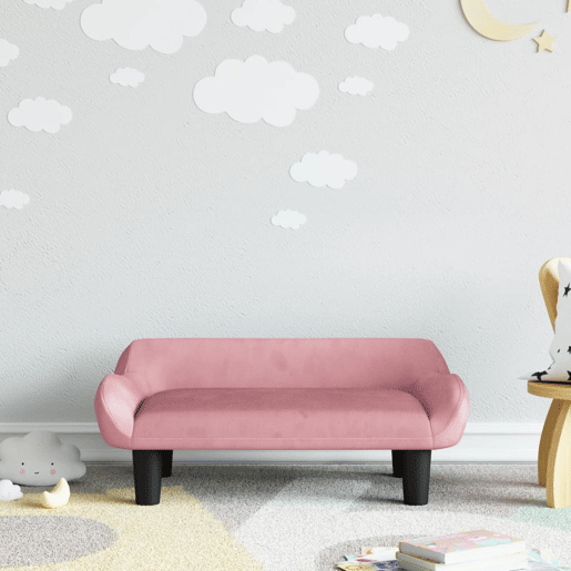 Sofá infantil - Sofá para crianças 70x40x24 cm veludo rosa