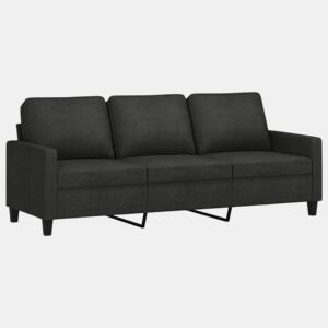Sofá de 3 lugares - Sofá fixo tecido 180 cm preto