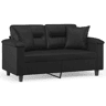 Sofá 2 lugares - Sofá fixo + almofadas decorativas 120cm couro artif. preto