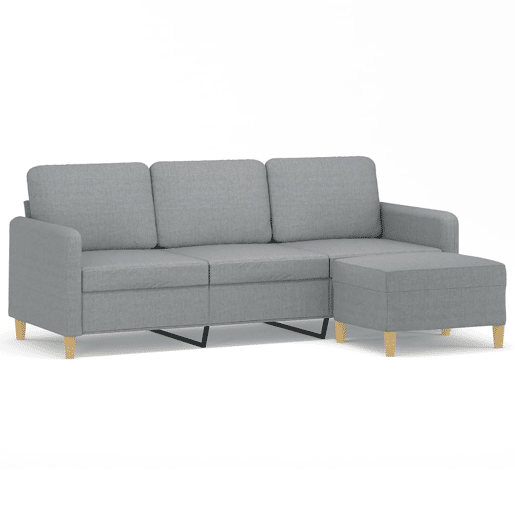 Sofá de 3 lugares - Sofá fixo com apoio de pés 180 cm tecido cinzento-claro Sofá de 3 lugares - Sofá fixo com apoio de pés 180 cm tecido cinzento-claro