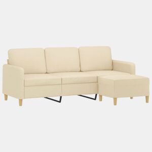 Sofá de 3 lugares - Sofá fixo com apoio de pés 180 cm tecido cor creme