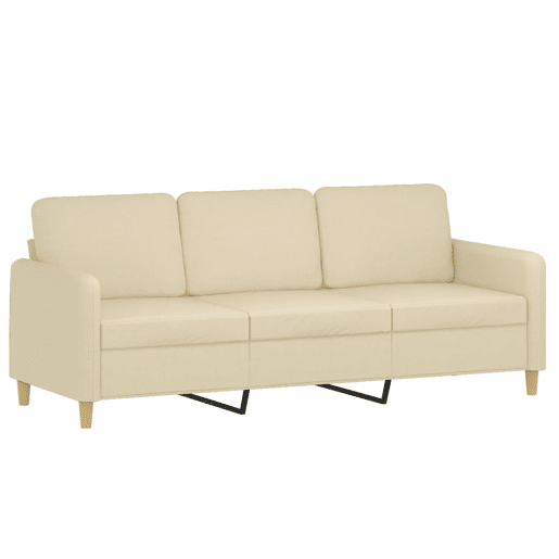 Sofá de 3 lugares - Sofá fixo com apoio de pés 180 cm tecido cor creme Sofá de 3 lugares - Sofá fixo com apoio de pés 180 cm tecido cor creme