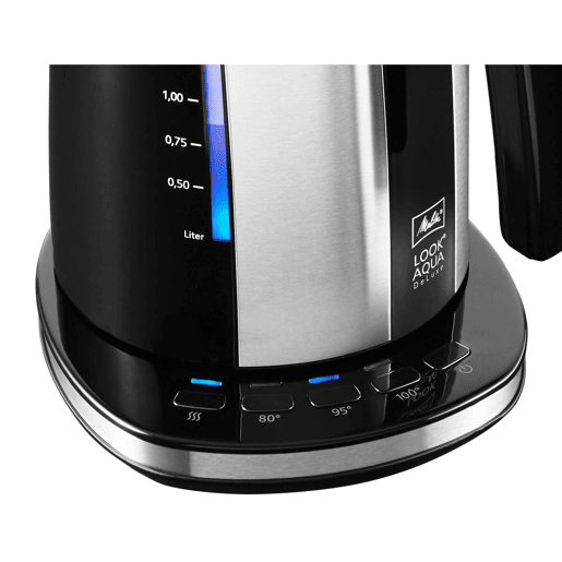 Fervedor de Água e Chaleira Elétrica Melitta LOOK AQUA DELUXE BLACK EU PretoPrateado Aço inoxidável 2400 W 1,7 L