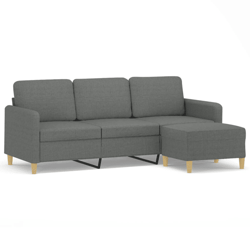 Sofá de 3 lugares - Sofá fixo com apoio de pés 180 cm tecido cinza-escuro Sofá de 3 lugares - Sofá fixo com apoio de pés 180 cm tecido cinza-escuro