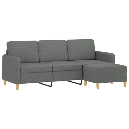 Sofá de 3 lugares - Sofá fixo com apoio de pés 180 cm tecido cinza-escuro Sofá de 3 lugares - Sofá fixo com apoio de pés 180 cm tecido cinza-escuro