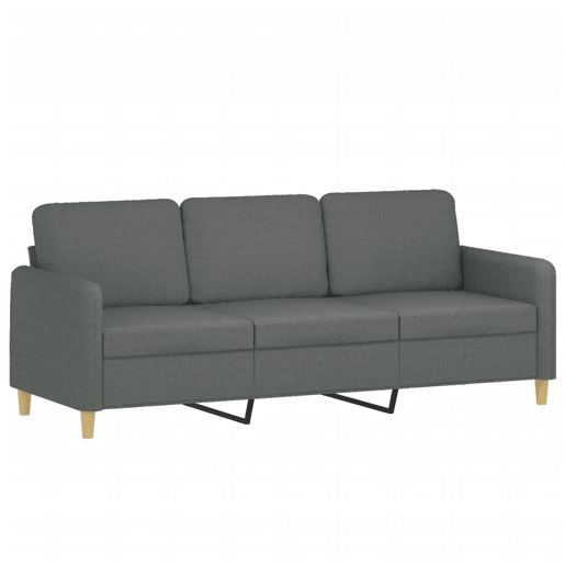 Sofá de 3 lugares - Sofá fixo com apoio de pés 180 cm tecido cinza-escuro Sofá de 3 lugares - Sofá fixo com apoio de pés 180 cm tecido cinza-escuro