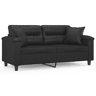 Sofá 2 lugares - Sofá fixo + almofadas decoração 140 cm couro artif. preto