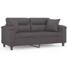 Sofá 2 lugares - Sofá fixo + almofadas decorativas 140cm couro artif. cinza