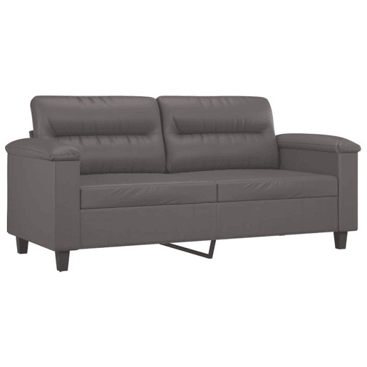 Sofá 2 lugares - Sofá fixo + almofadas decorativas 140cm couro artif. cinza Sofá 2 lugares - Sofá fixo + almofadas decorativas 140cm couro artif. cinza