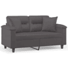Sofá 2 lugares - Sofá fixo + almofadas decorativas 120cm couro artif. cinza