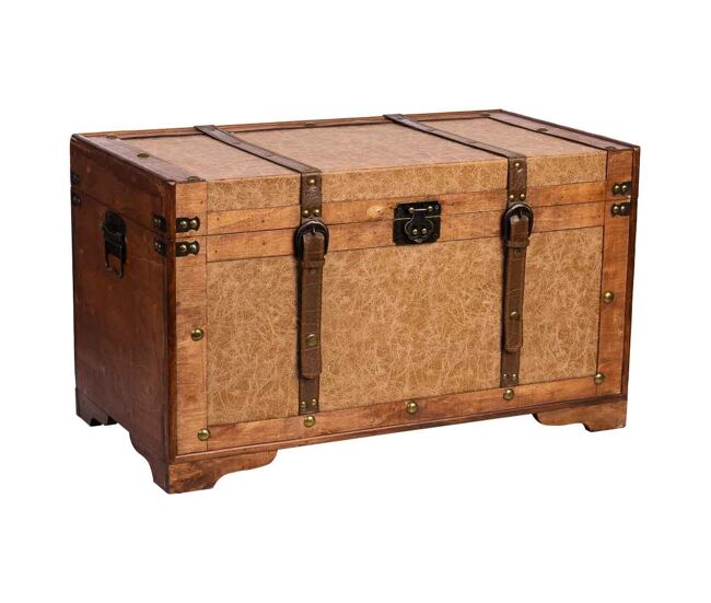 Baúl de madera marrón 65x36x38h cm