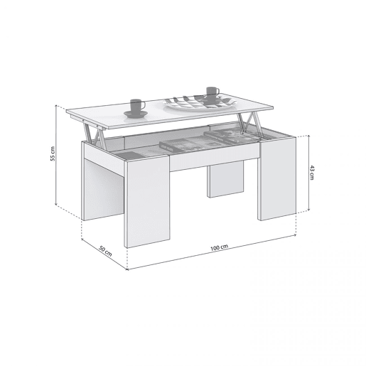 Mesa de centro Calex elevável Branco 100 x 45 x 50 cm Mesa de centro Calex elevável Branco 100 x 45 x 50 cm