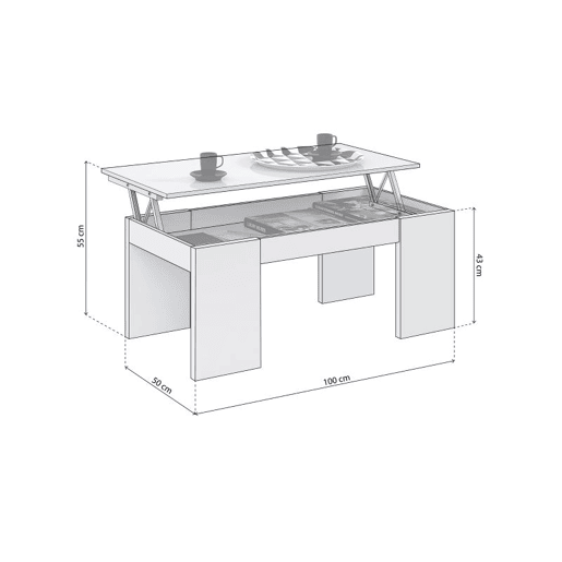 Mesa de centro Calex elevável Branco 100 x 45 x 50 cm Mesa de centro Calex elevável Branco 100 x 45 x 50 cm