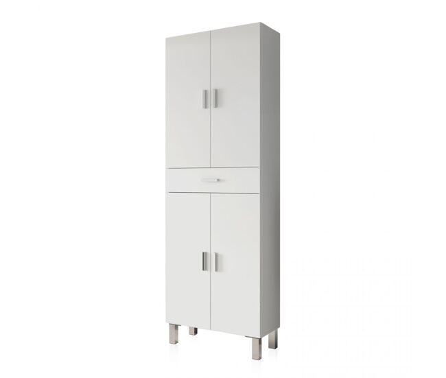 Columna de baño de 4 puertas y 1 cajón en blanco brillo 182x60 cm dolce blanco brillo 60 x 182 x 29 cm