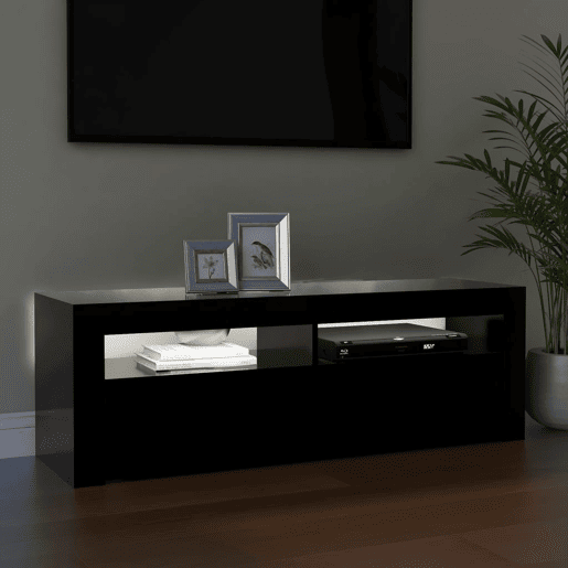 Móvel de TV - Modulo de TV - Armário de TV com luzes LED 120x35x40 cm preto