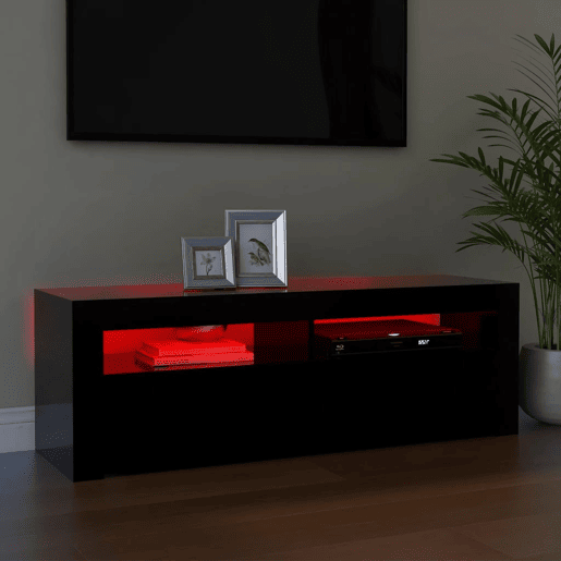 Móvel de TV - Modulo de TV - Armário de TV com luzes LED 120x35x40 cm preto