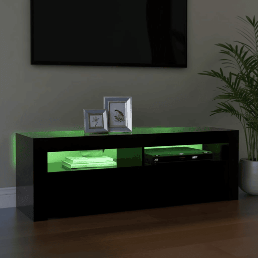 Móvel de TV - Modulo de TV - Armário de TV com luzes LED 120x35x40 cm preto