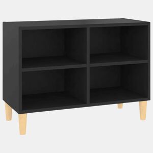 Móvel de TV - Modulo de TV - Armário de TV c pernas de madeira maciça 69,5x30x50 cm preto