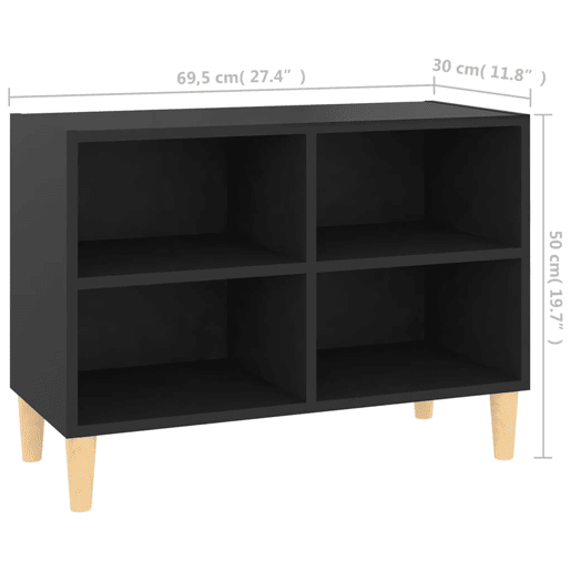Móvel de TV - Modulo de TV - Armário de TV c pernas de madeira maciça 69,5x30x50 cm preto