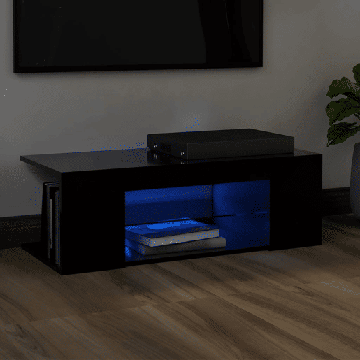 Móvel de TV - Modulo de TV - Armário de TV com luzes LED 90x39x30 cm preto