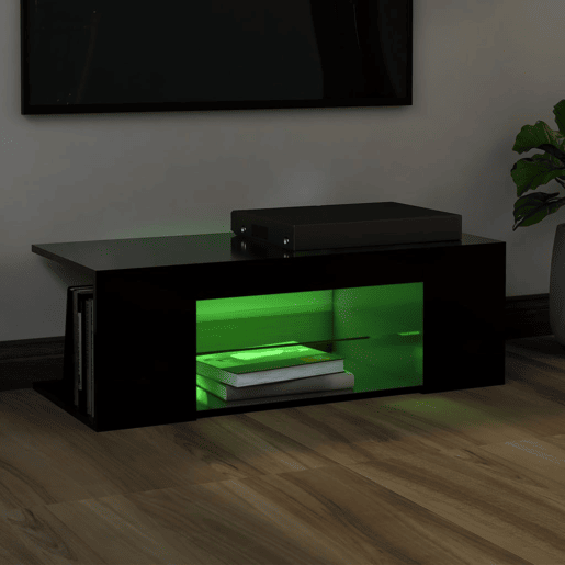 Móvel de TV - Modulo de TV - Armário de TV com luzes LED 90x39x30 cm preto