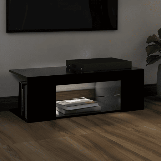 Móvel de TV - Modulo de TV - Armário de TV com luzes LED 90x39x30 cm preto