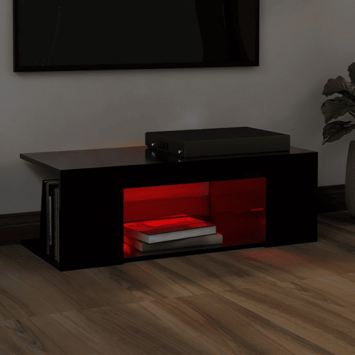 Móvel de TV - Modulo de TV - Armário de TV com luzes LED 90x39x30 cm preto