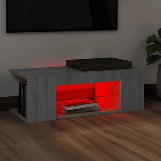 Móvel de TV - Modulo de TV - Armário de TV com luzes LED 90x39x30 cm cinzento sonoma