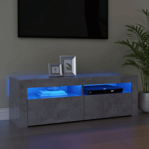 Móvel de TV - Modulo de TV - Armário de TV com luzes LED 120x35x40 cm cinzento cimento