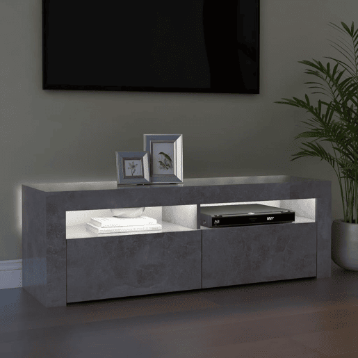 Móvel de TV - Modulo de TV - Armário de TV com luzes LED 120x35x40 cm cinzento cimento