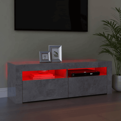 Móvel de TV - Modulo de TV - Armário de TV com luzes LED 120x35x40 cm cinzento cimento