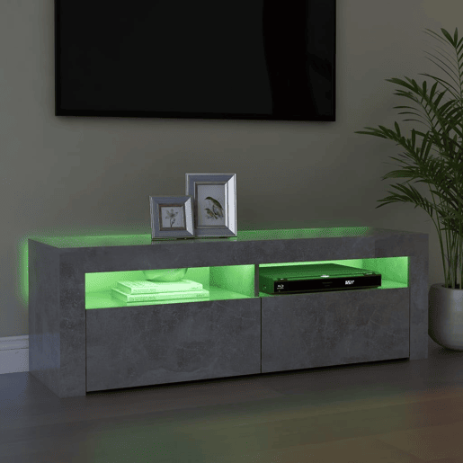 Móvel de TV - Modulo de TV - Armário de TV com luzes LED 120x35x40 cm cinzento cimento