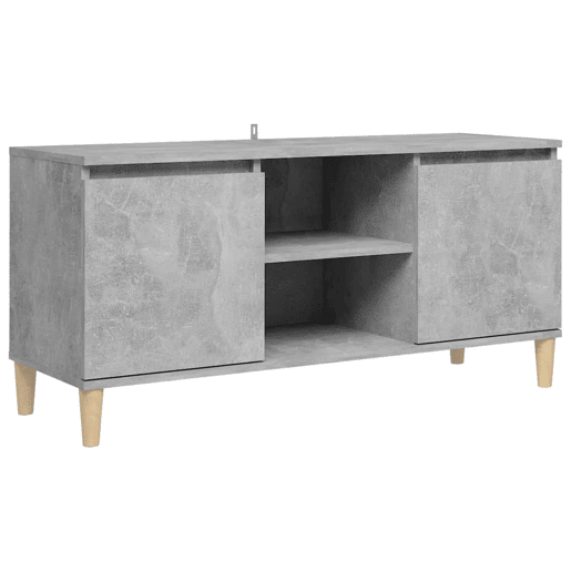 Móvel de TV - Modulo de TV - Armário de TV c pernas de madeira 103,5x35x50cm cinzento cimento