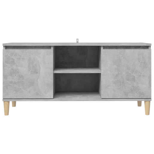 Móvel de TV - Modulo de TV - Armário de TV c pernas de madeira 103,5x35x50cm cinzento cimento