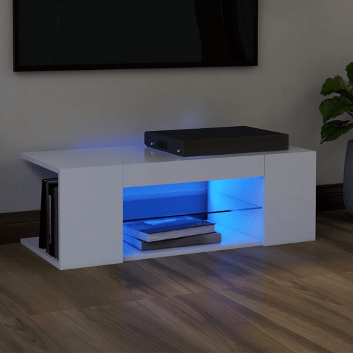 Móvel de TV - Modulo de TV - Armário de TV com luzes LED 90x39x30 cm branco
