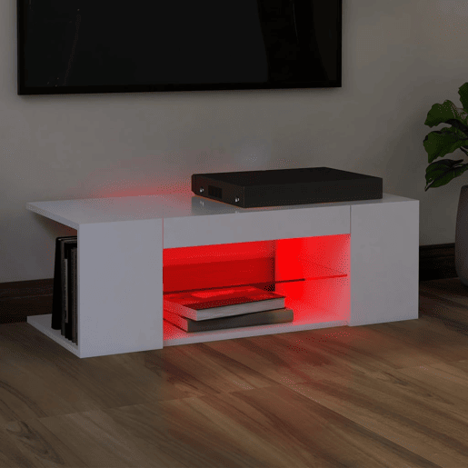 Móvel de TV - Modulo de TV - Armário de TV com luzes LED 90x39x30 cm branco