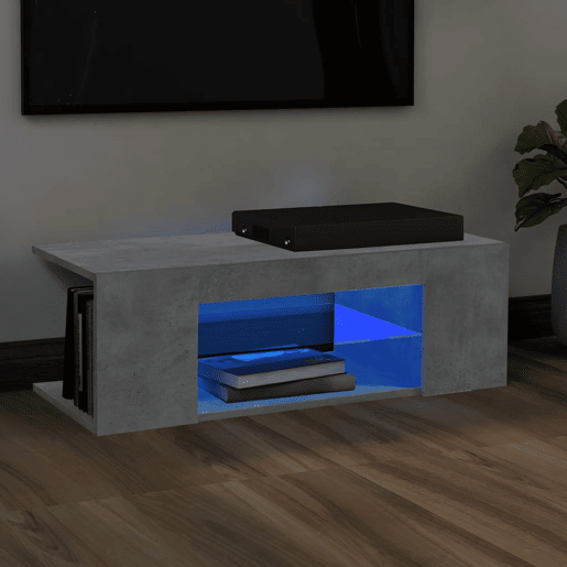 Móvel de TV - Modulo de TV - Armário de TV com luzes LED 90x39x30 cm cinzento cimento