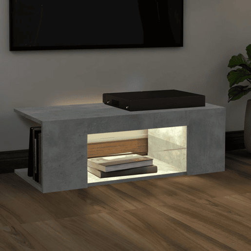 Móvel de TV - Modulo de TV - Armário de TV com luzes LED 90x39x30 cm cinzento cimento