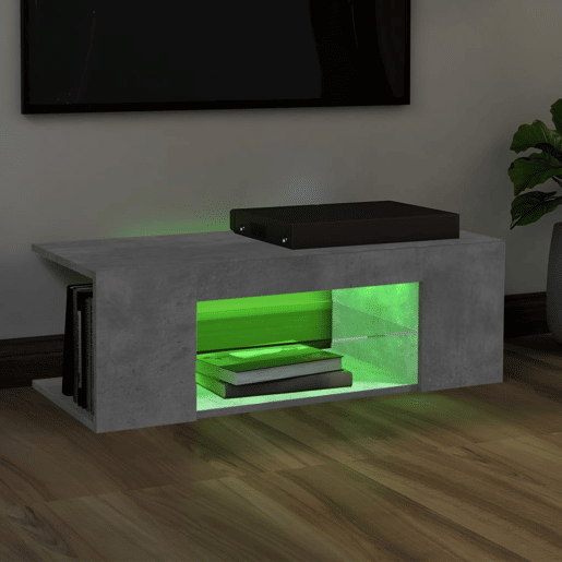 Móvel de TV - Modulo de TV - Armário de TV com luzes LED 90x39x30 cm cinzento cimento