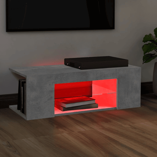 Móvel de TV - Modulo de TV - Armário de TV com luzes LED 90x39x30 cm cinzento cimento