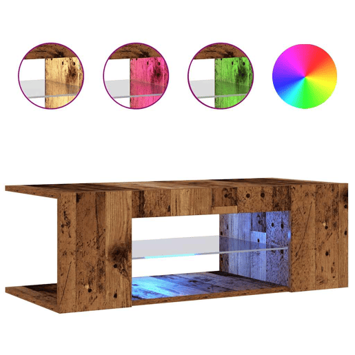 Móvel de TV - Modulo de TV - Armário de TV com luzes LED derivados de madeira madeira velha