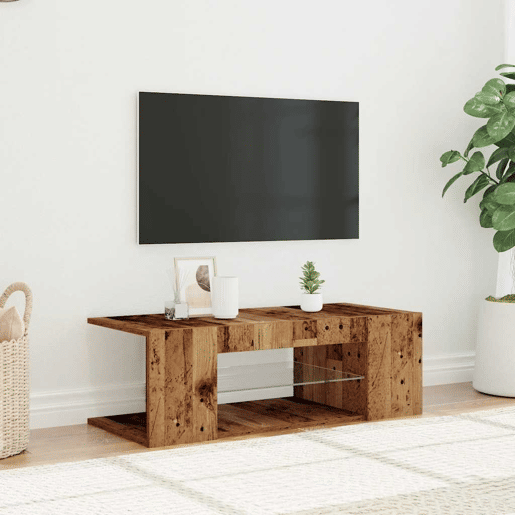 Móvel de TV - Modulo de TV - Armário de TV com luzes LED derivados de madeira madeira velha