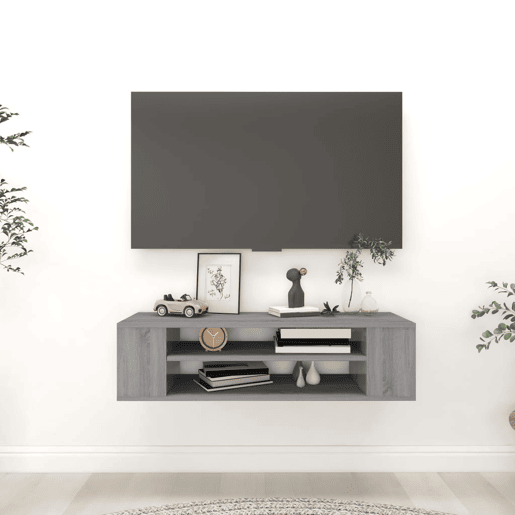 Armário TV - Móvel de TV suspenso 100x30x26,5 cm deriv. madeira cinza sonoma