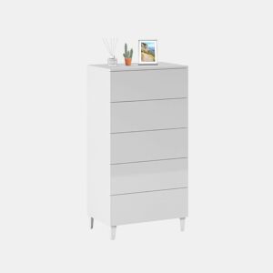 Cómoda compacta com 5 gavetas, 61 x 117 cm, Plex Branco 61 x 117 x 40 cm