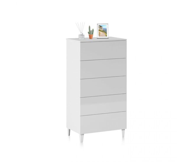 Cómoda chifonier compacta de 5 cajones 61x117 cm Plex Blanco 61 x 117 x 40 cm