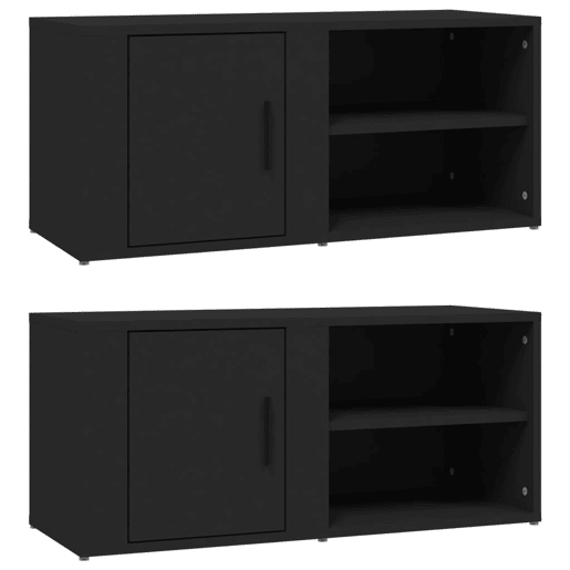 Móveis TV - Armários de TV 2pcs 80x31,5x36 cm derivados de madeira preto