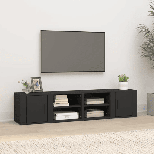 Móveis TV - Armários de TV 2pcs 80x31,5x36 cm derivados de madeira preto