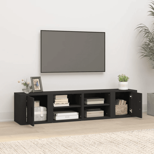 Móveis TV - Armários de TV 2pcs 80x31,5x36 cm derivados de madeira preto