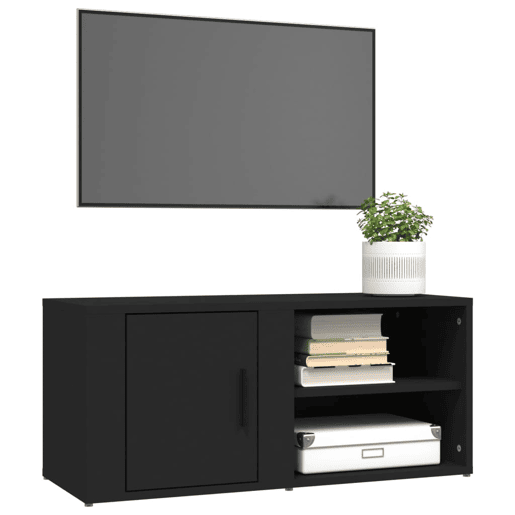 Móveis TV - Armários de TV 2pcs 80x31,5x36 cm derivados de madeira preto
