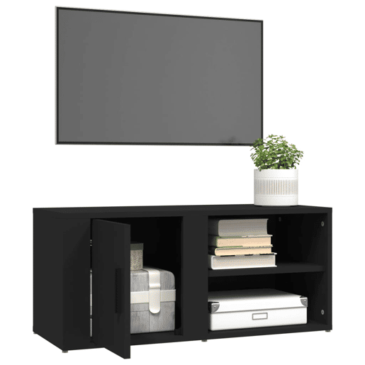 Móveis TV - Armários de TV 2pcs 80x31,5x36 cm derivados de madeira preto